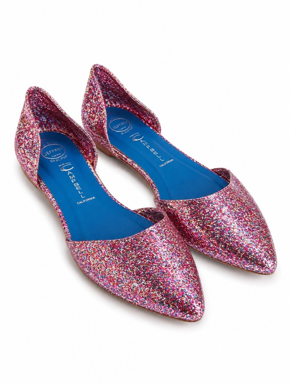 Jeffrey Campbell Flats Women's 9 Pink D'Orsay Pointed Toe Glitter Jelly Rubber